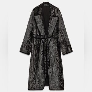 Zara Zw Collection Limited Edition Embroidered Velvet Kimono Jacket